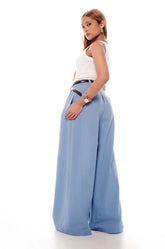Flared Pleated Pant Blue